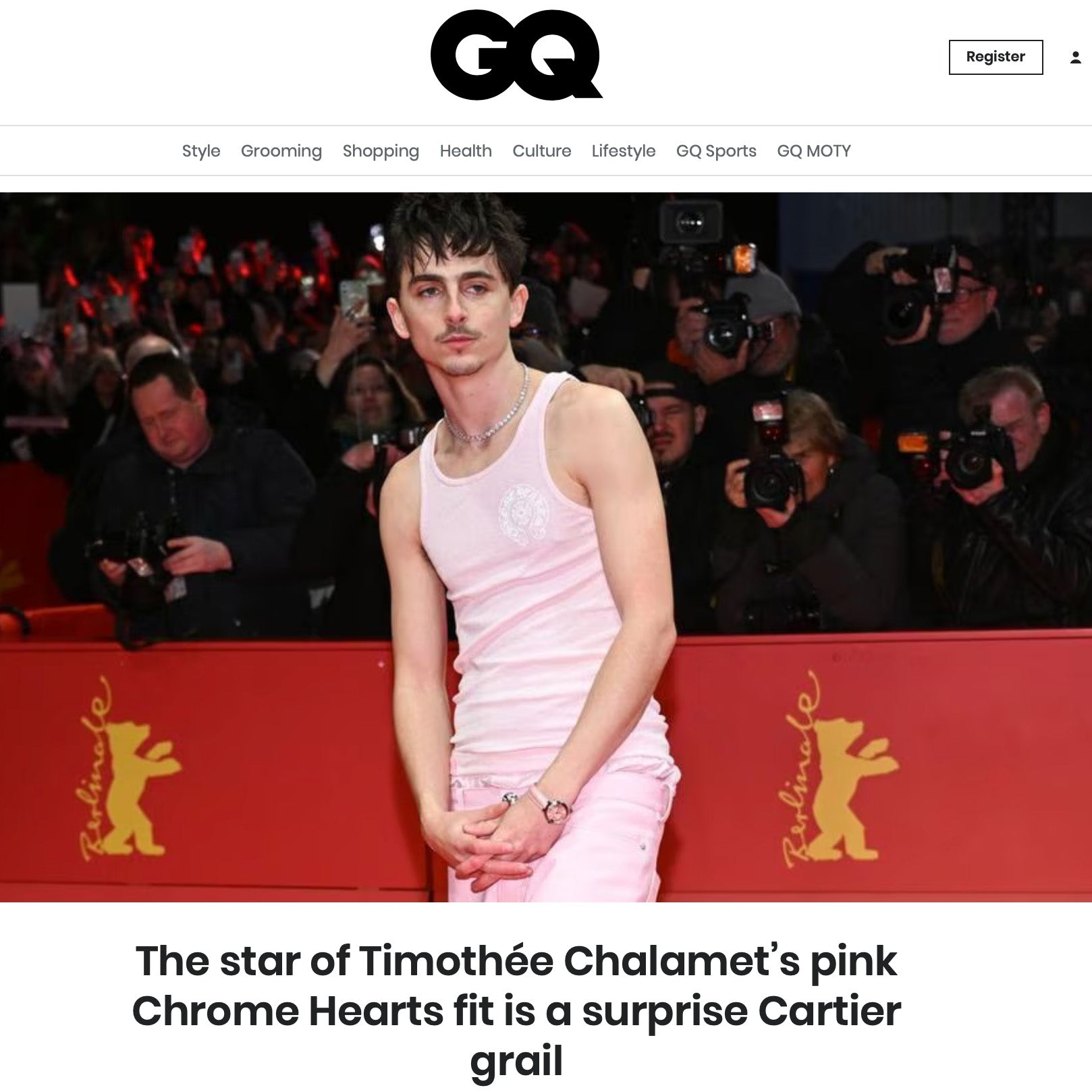 GQ | PaddleWaves Quoted on The star of Timothée Chalamet’s pink Chrome Hearts fit is a surprise Cartier grail
