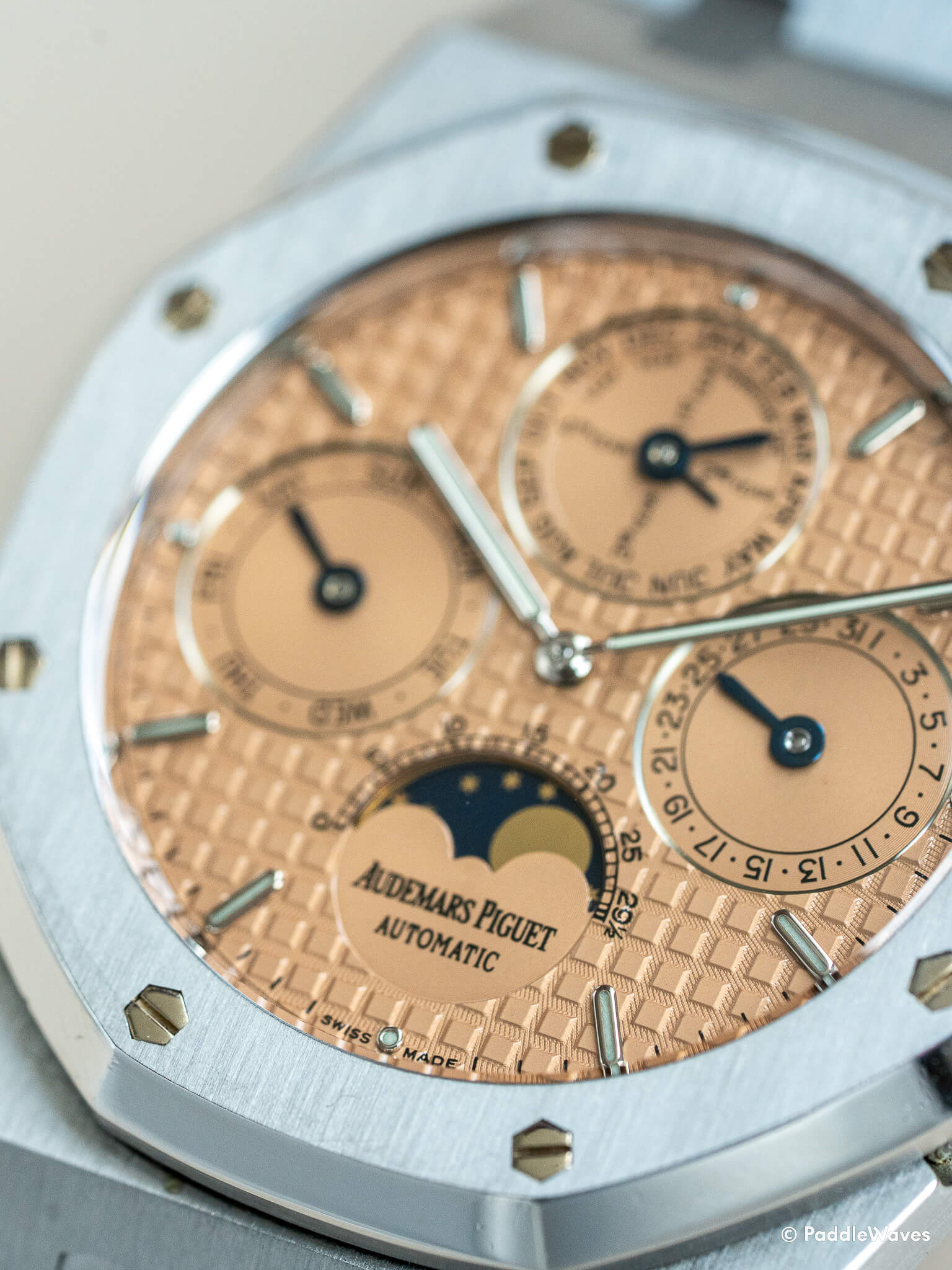 Detail of Audemars Piguet Royal Oak 25820 Salmon Dial 