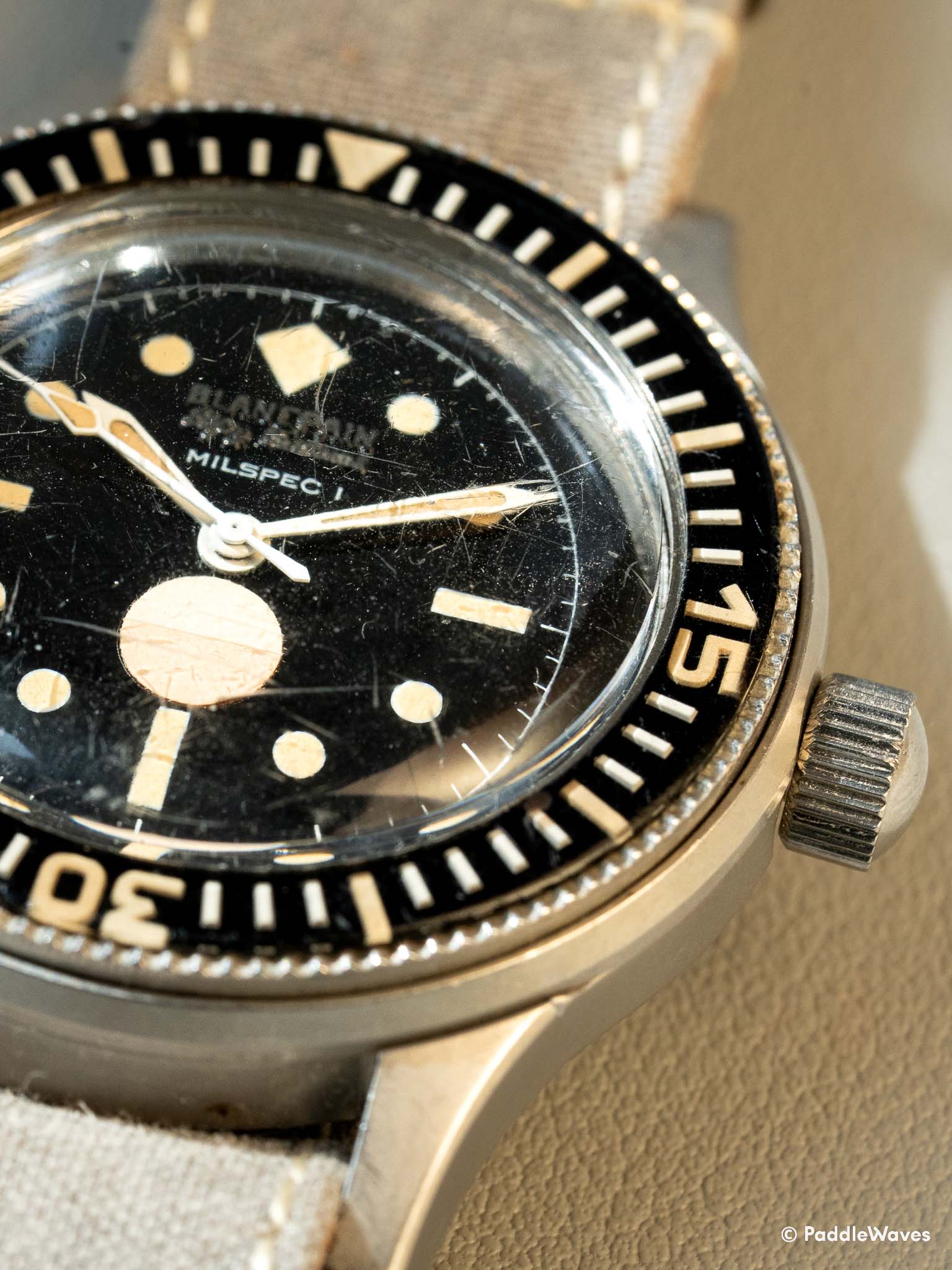 Detail of Blancpain Fifty Fathoms MILSPEC 1