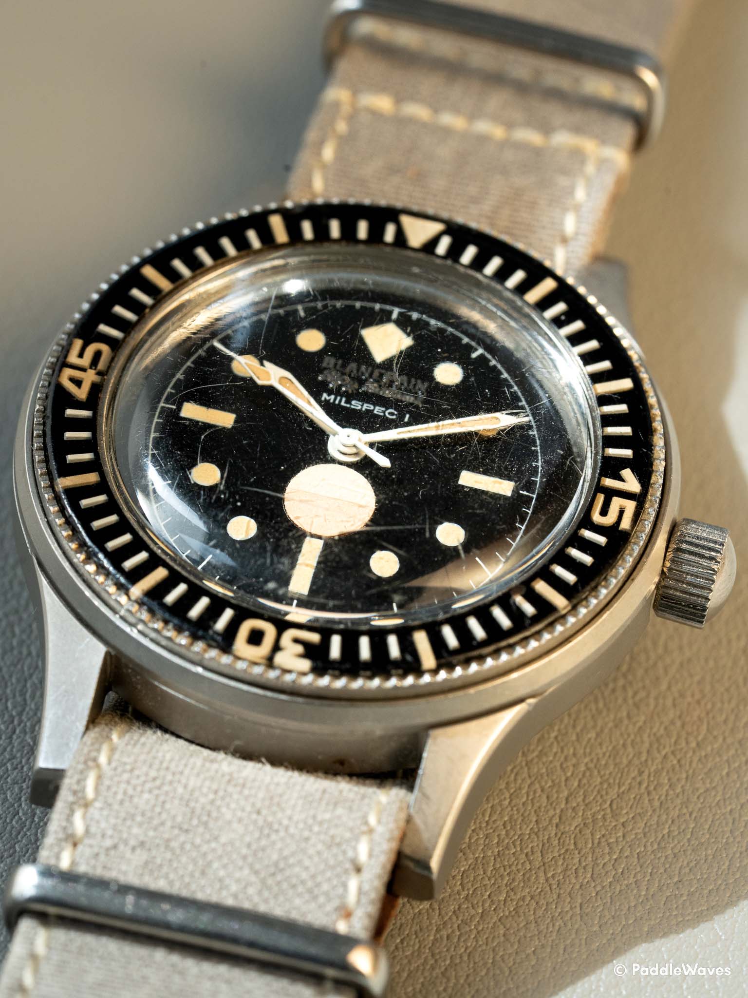 Close-up of Blancpain Fifty Fathoms MILSPEC 1