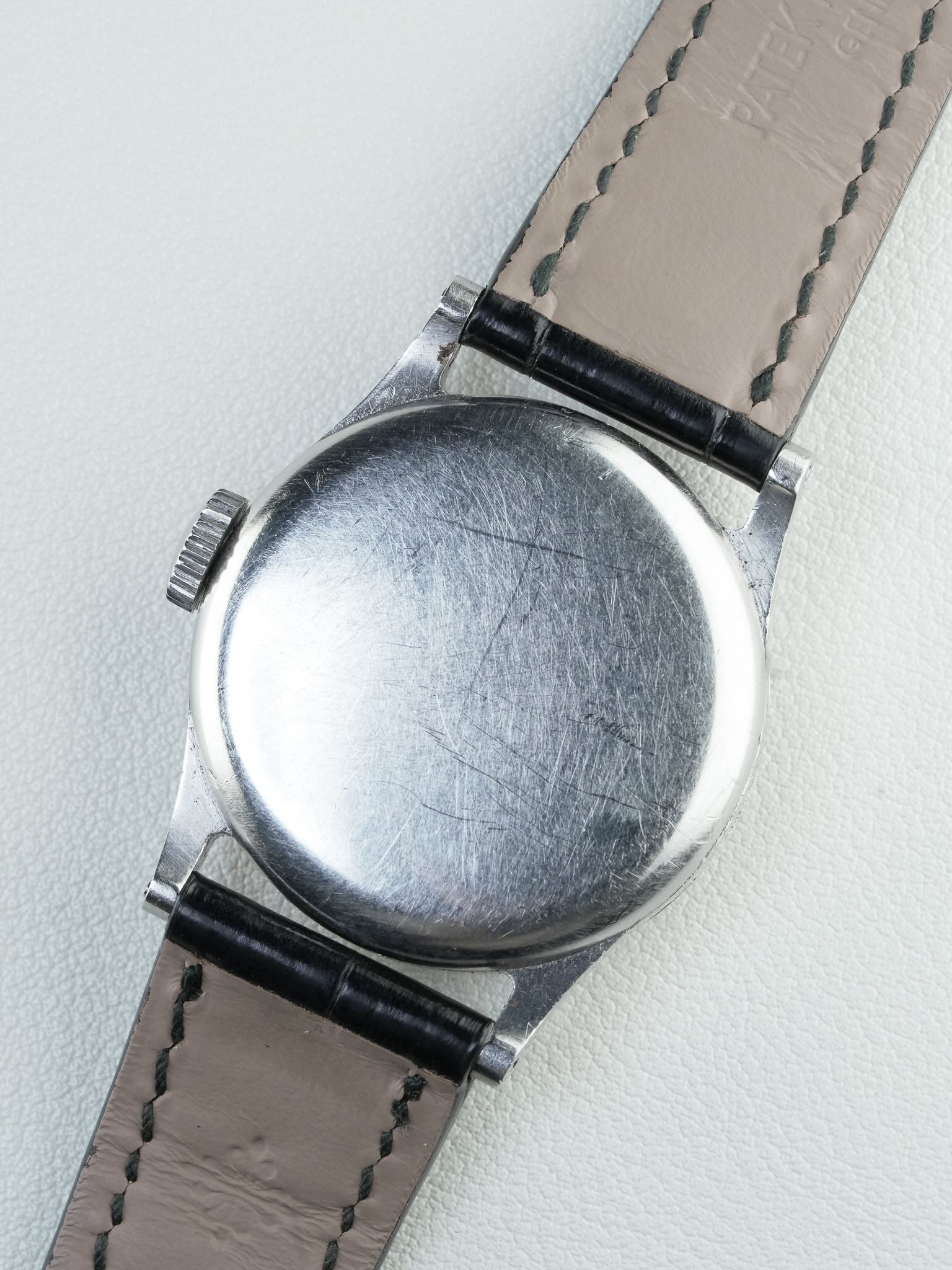 Case back of Patek Philippe 96 in Stainless Steel, Sector Dial 