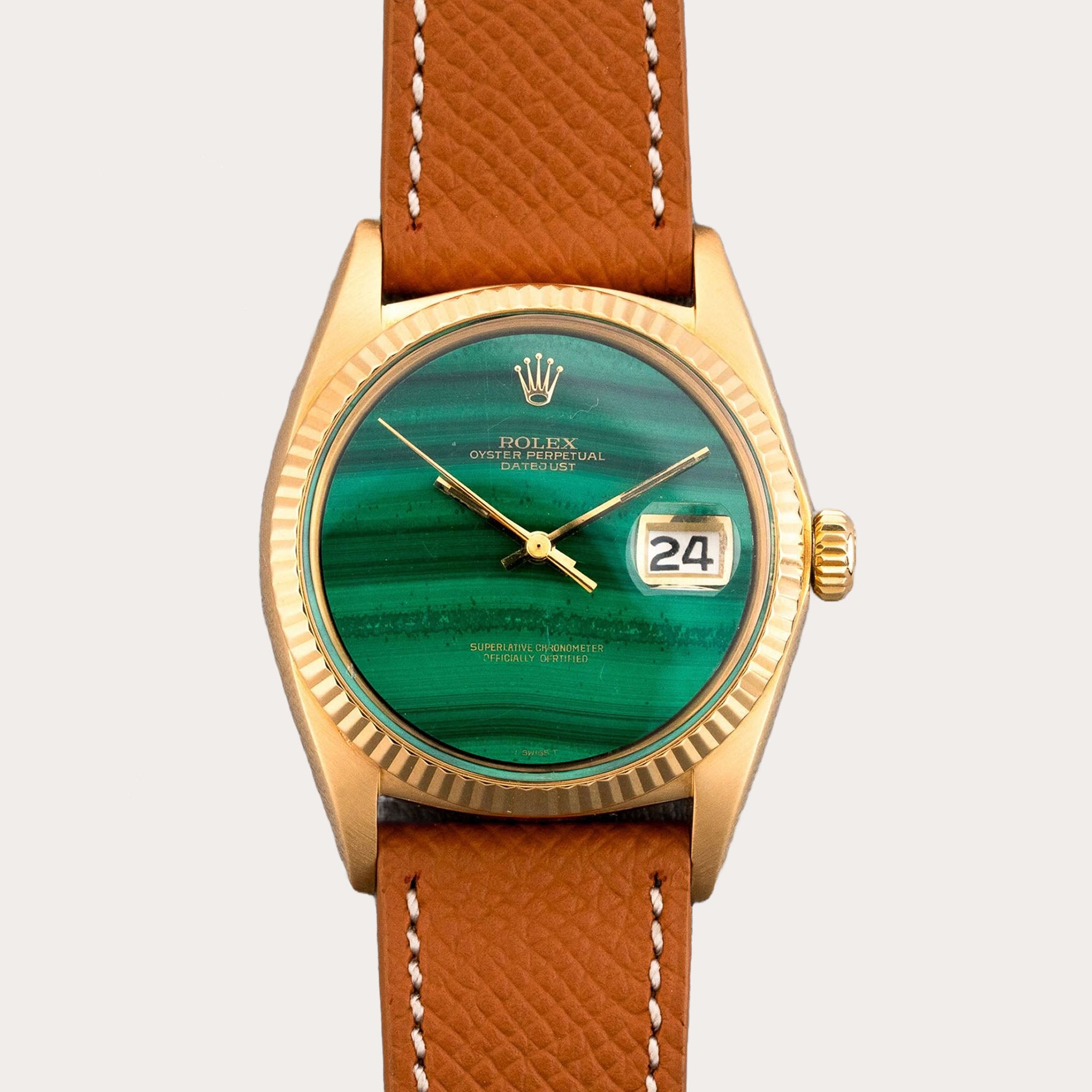Rolex Datejust ref.1601/8 in Yellow Gold Malachite Dial